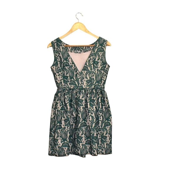 Zara Women Sleeveless Emerald Green Lace Princess Dress Size S - Picture 4 of 16